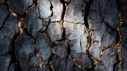 Obraz premium Cracked Bark with Golden Glow