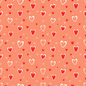 Seamless pattern with hearts. Background for making postcards, invitations, Valentine's Day posts, creating romantic collages and presentations, as well as for typography. Vector drawing.