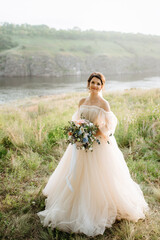 girl are walking in the green hills