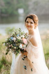 girl are walking in the green hills