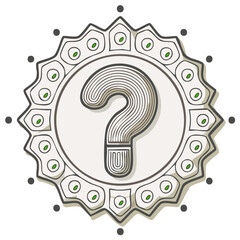 Question mark design inside a decorative circular frame illustration