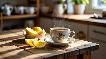 Warm steam mingles with the sharp scent of fresh lemn