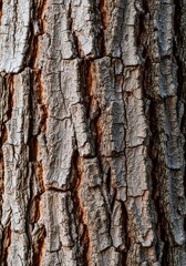 Obraz premium Detailed close-up view capturing the intricate patterns and rough, organic texture found on deep rain forest tree bark, rain forest, forest, fissures