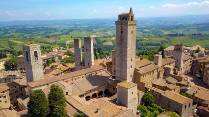 Obraz premium San Gimignano, Italy, aerial drone view