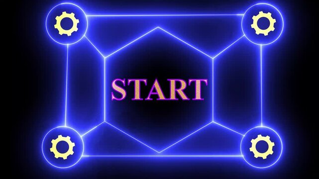A video that clicks the pixel start game button.Finger presses futuristic start button in car, initiatingwith glowing blue accents