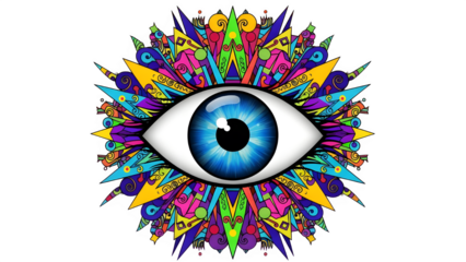 Colorful eye design isolated on transparent background