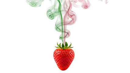 Strawberry with colorful steam isolated on transparent background