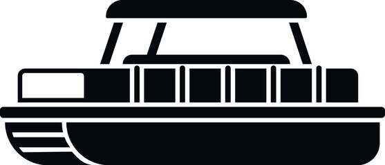 Pontoon boat silhouette representing leisure, recreation and water sports © anatolir