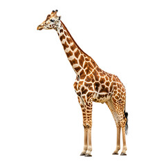 Obraz premium A giraffe standing on a transparent background with a black backdrop