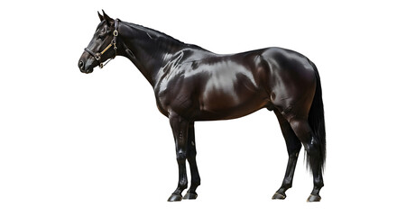 Fototapeta premium A majestic black horse standing alone on transparent background