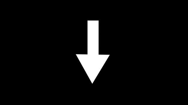 White Down Arrow Pointer Animation Minimal Overlay on Black Background