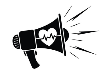 Megaphone with Heartbeat and Sound Waves