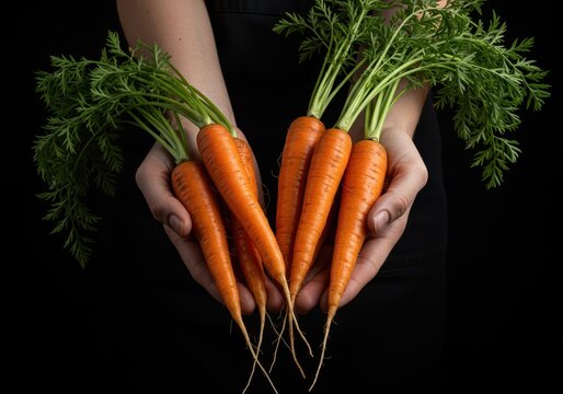 Gros plan sur des mains liant des bottes de carottes biologiques fra&icirc;ches et terreuses. R&eacute;colte naturelle et saine, produit de saison, mains, v&eacute;g&eacute;tarien, botte