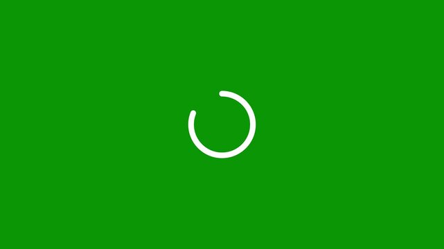 Modern Circular Loading Animation in 4K, Elegant White Line Art Progress Spinner on Green, High Quality UI Element for Software Updates, Game Data Loading, and Digital Interfaces