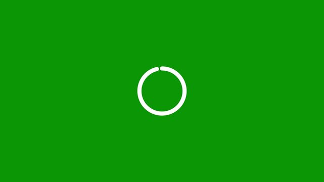 Modern Circular Loading Animation in 4K, Elegant White Line Art Progress Spinner on Green, High Quality UI Element for Software Updates, Game Data Loading, and Digital Interfaces