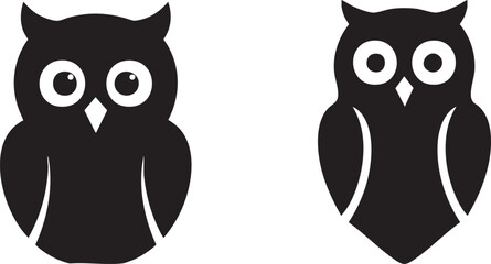 Obraz premium Cute Wise Owl Vector Illustration Set: Nocturnal Bird Silhouettes for Education, Wisdom, and Kids Designs