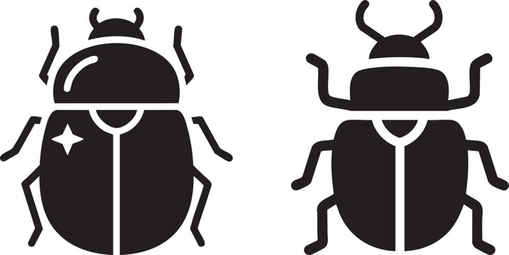 Distinct Beetle Silhouettes Vector Set for Entomology, Insects, and Garden Wildlife