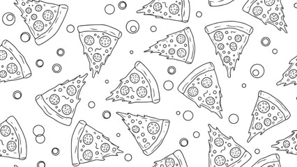 Vector illustration of an appetizing pizza pattern, a delightful food design on transparent background