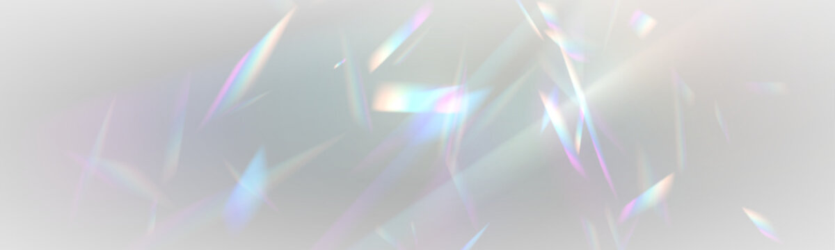 Neon prism bends light through diamond crystal and rainbow glass. PNG vector lens flare highlights glitter sparkle with holographic glare. Effect creates magical reflective depth.