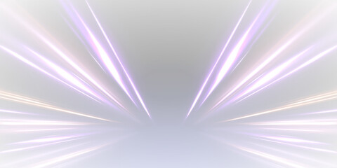 Futuristic neon laser lines flow along city streets in the dark. Glowing motion trails, energy waves, and swirling lines illustrate dynamic speed and traffic flow at night. Artistic png illustration.