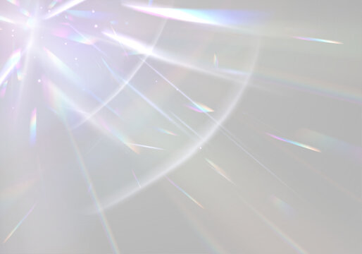 Neon rainbow prism refracts crystal diamond light through glitter glass. PNG vector lens bokeh captures glare and flare effect across the spectrum. Sparkle enhances holographic brightness.
