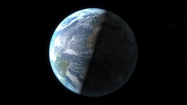 Location and map of North Macedonia on the surface of the earth at nighttime