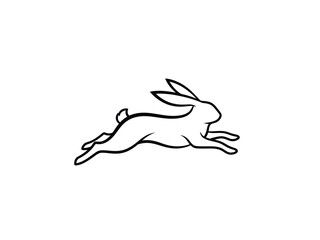 Fototapeta premium Running rabbit silhouette - A dynamic outline of a leaping hare.