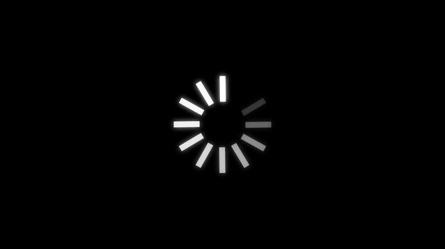 Smooth animated spinning waiting icon with glowing neon line style on a dark background. This minimal loader animation represents loading, buffering, processing, syncing, and waiting states in modern