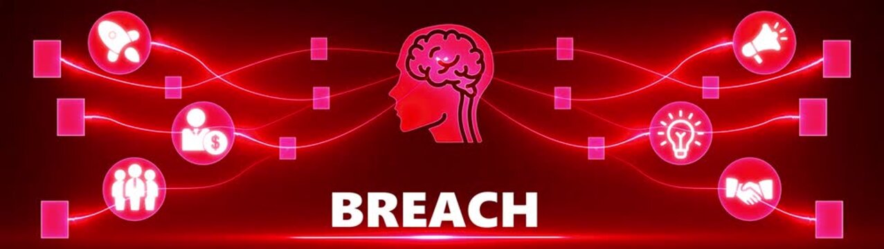 Red Cyber Security Concept with Brain and Network Connections Illustrating Data Breach Threat image