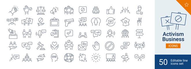 Activism icons Pixel perfect. testimonial, support, communication, ...	