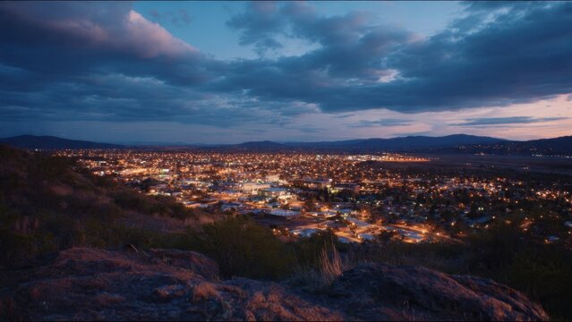 Night view of Medford, Oregon from Roxy Ann Peak