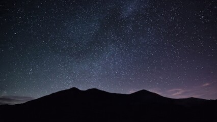Starry Night Sky Over Mountains