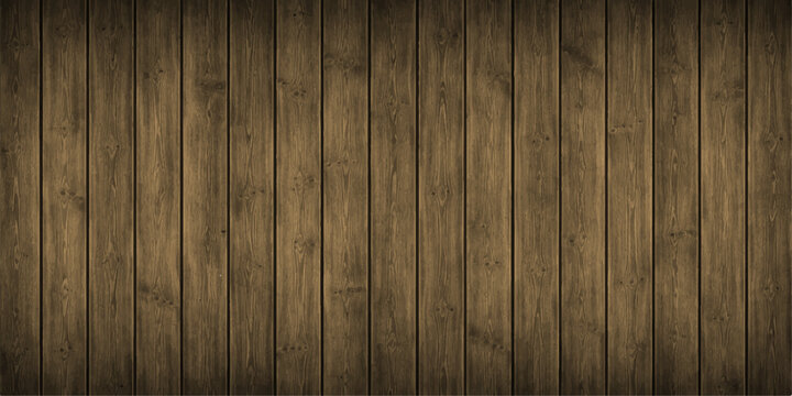 A vintage dark brown hardwood floor and wall pattern features a rough natural timber surface with old oak planks and textured wooden panel boards for a rustic design