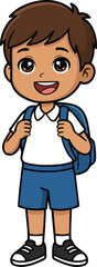 Happy Schoolboy Cartoon Standing with Backpack &ndash; Student Character Isolated