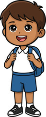 Happy Cute Cartoon School Boy Standing with Backpack &ndash; Isolated Character