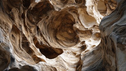 Swirling rock formations in a sandstone canyon