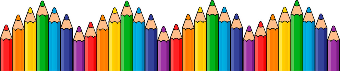 Decorative Colored Pencil Border &ndash; Fun Education Frame Isolated