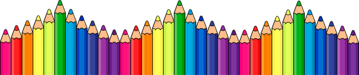 Colorful Pencil Border with Wavy Top &ndash; Creative School Frame Illustration