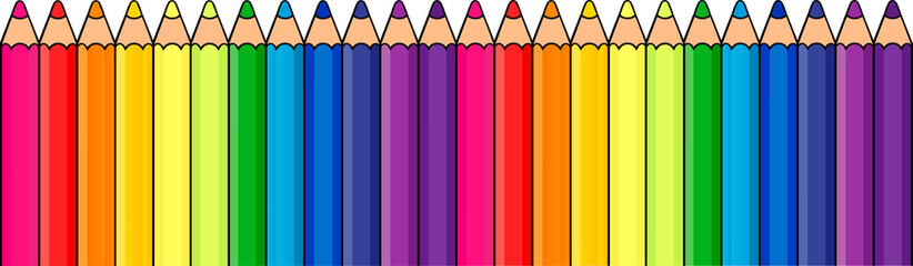 Rainbow Colored Pencil Border &ndash; Bright Education Frame Isolated Illustration