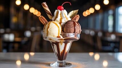 Naklejka premium chocolate ice cream with chocolate image