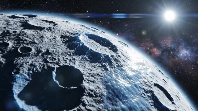 Detailed view of the moon's surface in space