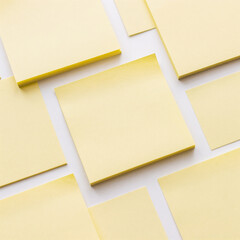 Yellow post-it notes isolated on white background