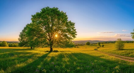 Obraz premium Serene Tree at Sunset