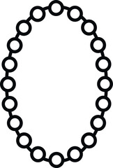 Fototapeta premium Beaded necklace icon with chain and round beads forming an oval shape
