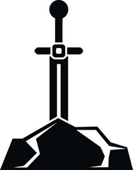 Fototapeta premium Sword stuck in stone representing medieval legend and power