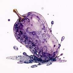 Purple watercolor splash on white background, hand-drawn and textured illustration