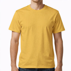 Isolated yellow t-shirt mockup with front and back views against white background