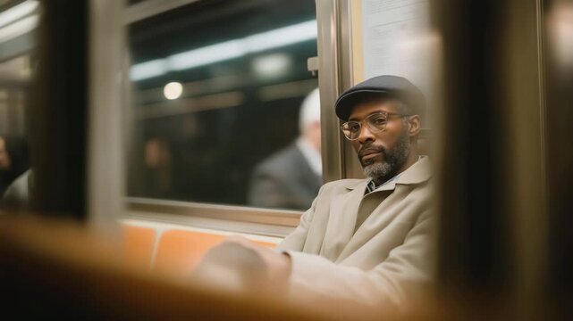 Under the flickering lights of the subway, a solitary traveler embraces moments of solitude, contemplating the journey ahead while surrounded by a hushed and empty atmosphere. cinematic color