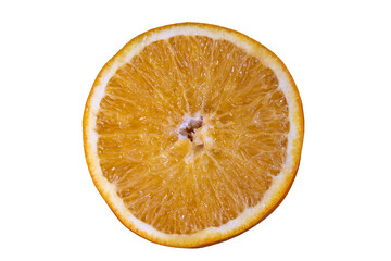 Fresh halved orange fruit close-up with juicy vibrant segments