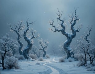 Typical winter scene with snow and serene atmosphere